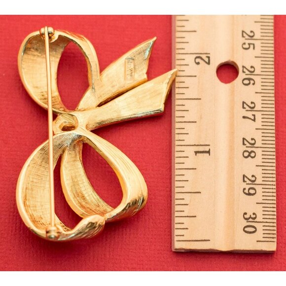 Vintage Gold Tone Bow Rhinestones By Avon F13 - Picture 2 of 2